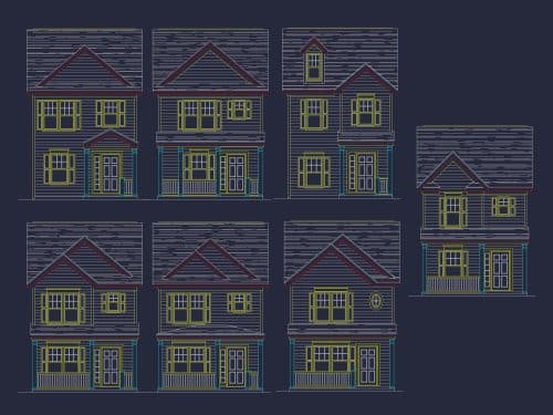 Classic 2-Bedroom Home Plan with Detailed Floor Blueprint Designs