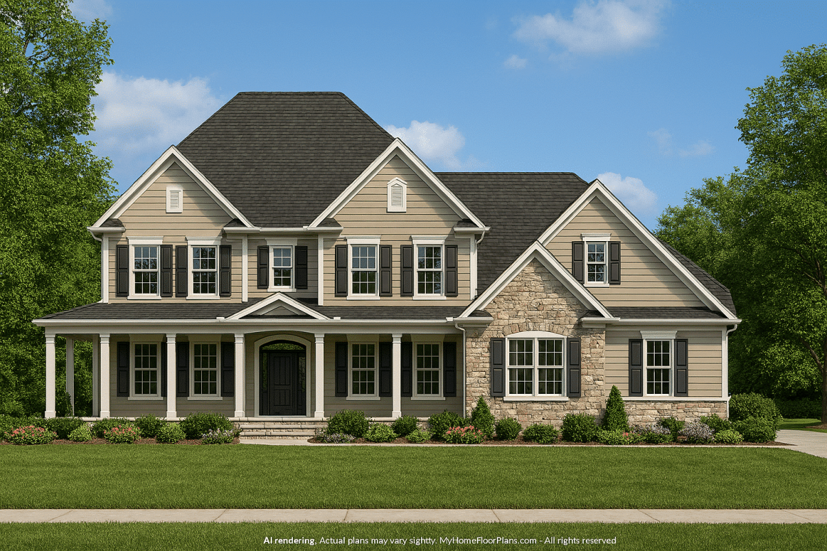 Classic Colonial-Style House Plan with Spacious Blueprint