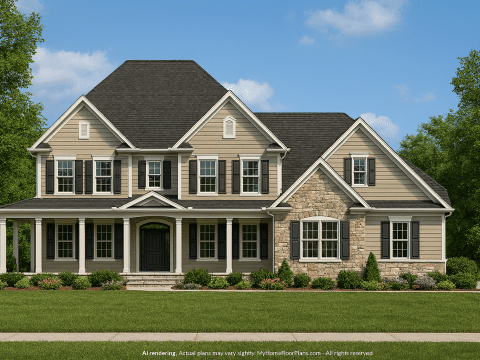 Classic Colonial-Style House Plan with Spacious Blueprint