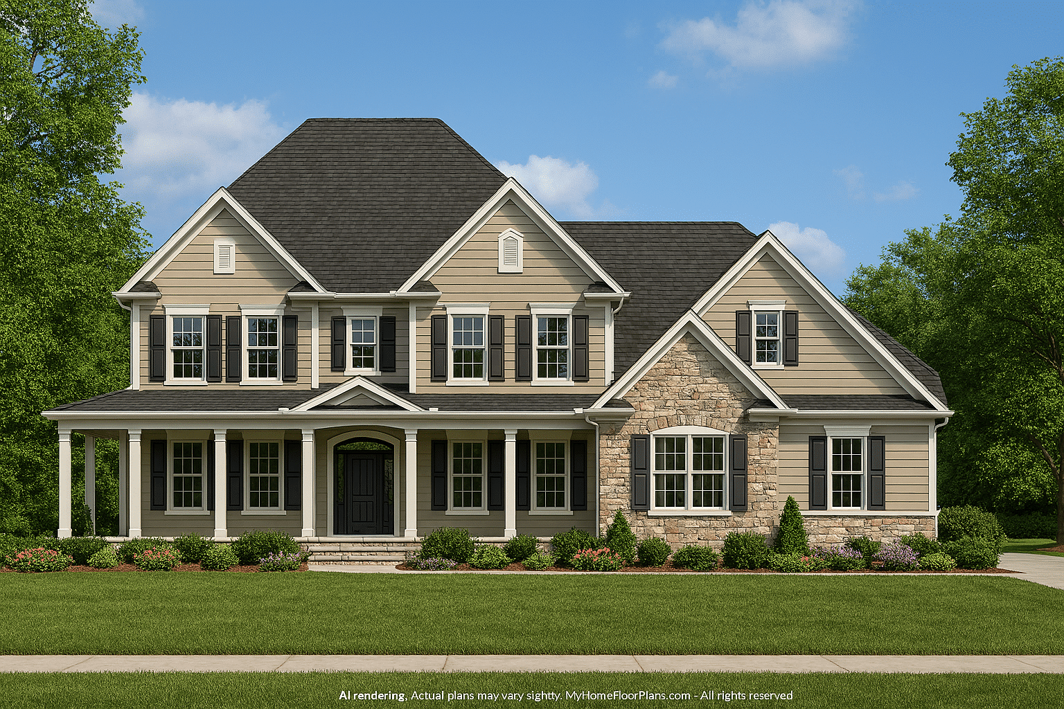 Classic Colonial-Style House Plan with Spacious Blueprint