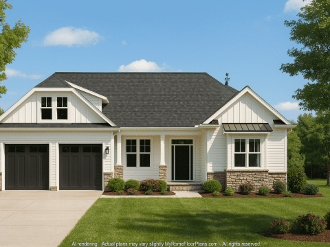 Classic Craftsman Home Design with Vaulted Ceilings & Open Layout