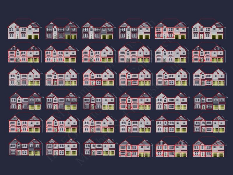 Classic Suburban Home Plan: 6-Bedroom Layout with CAD Blueprints