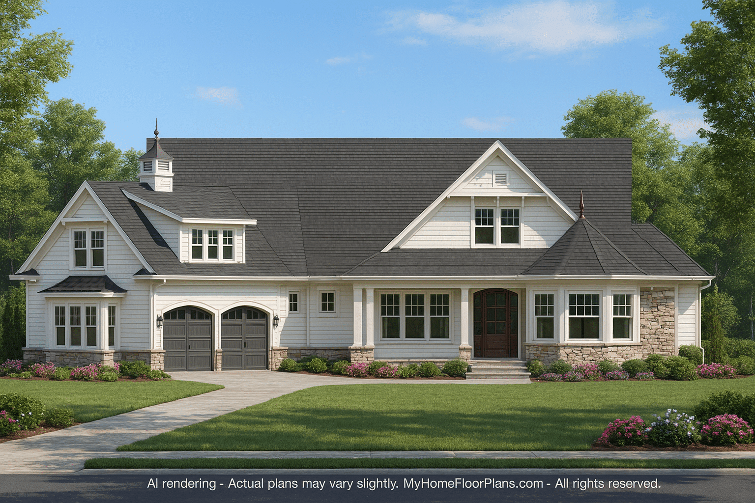 Coastal Craftsman Home Plan 4-Bed, 3-Bath Floor Plan Blueprint