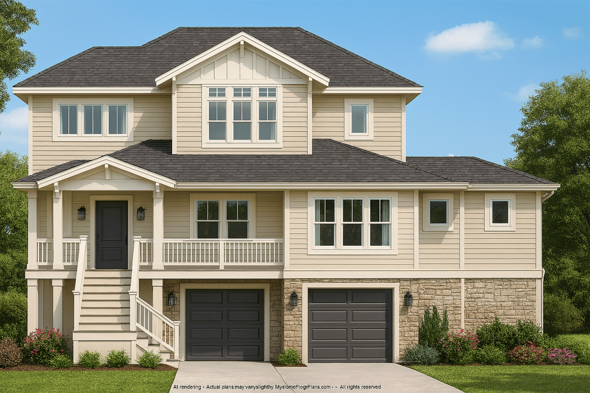 Coastal Home Floor Plan 3-Bedroom, 3-Story Design with Elevator & Garage