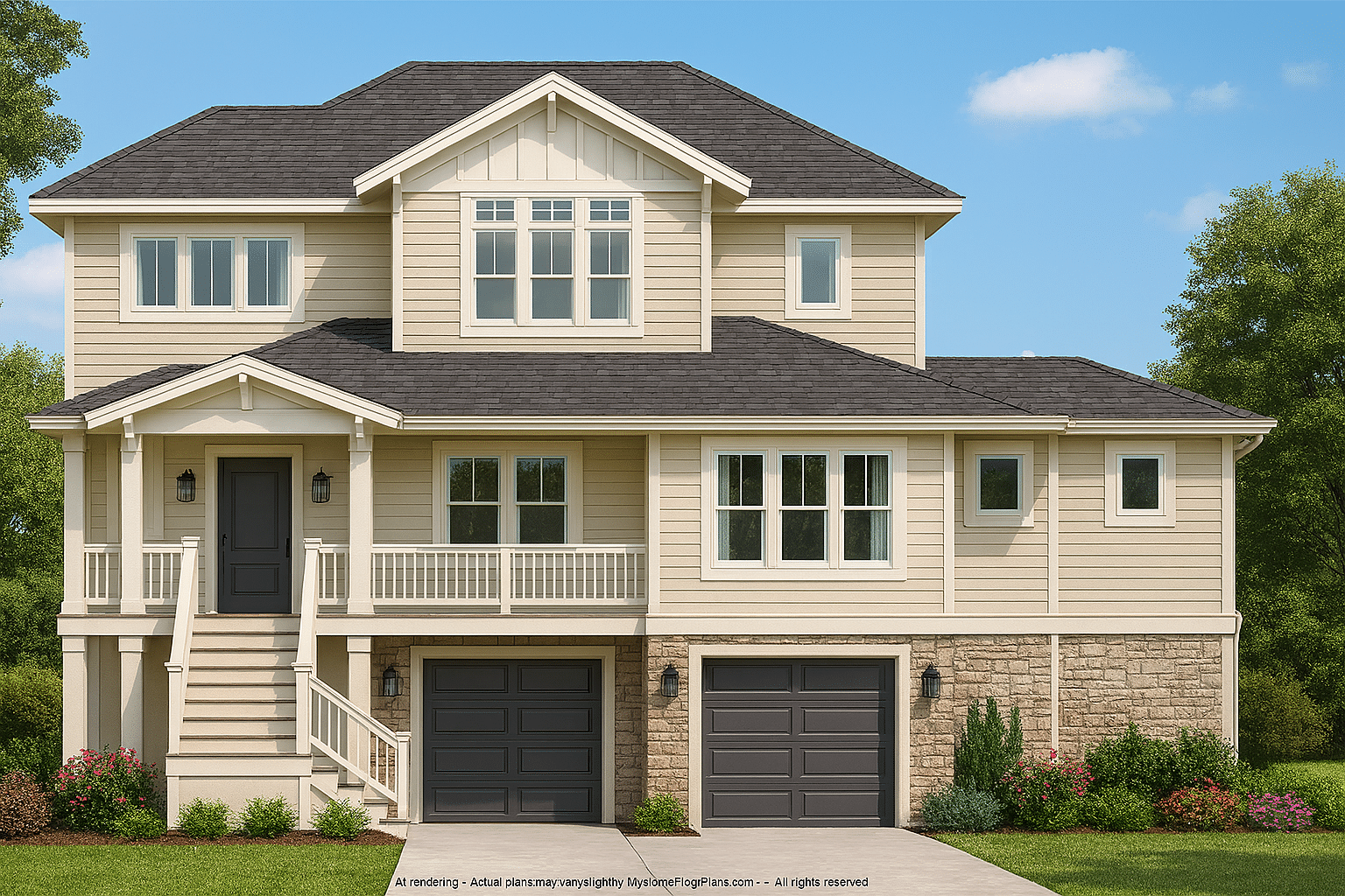 Coastal Home Floor Plan 3-Bedroom, 3-Story Design with Elevator & Garage