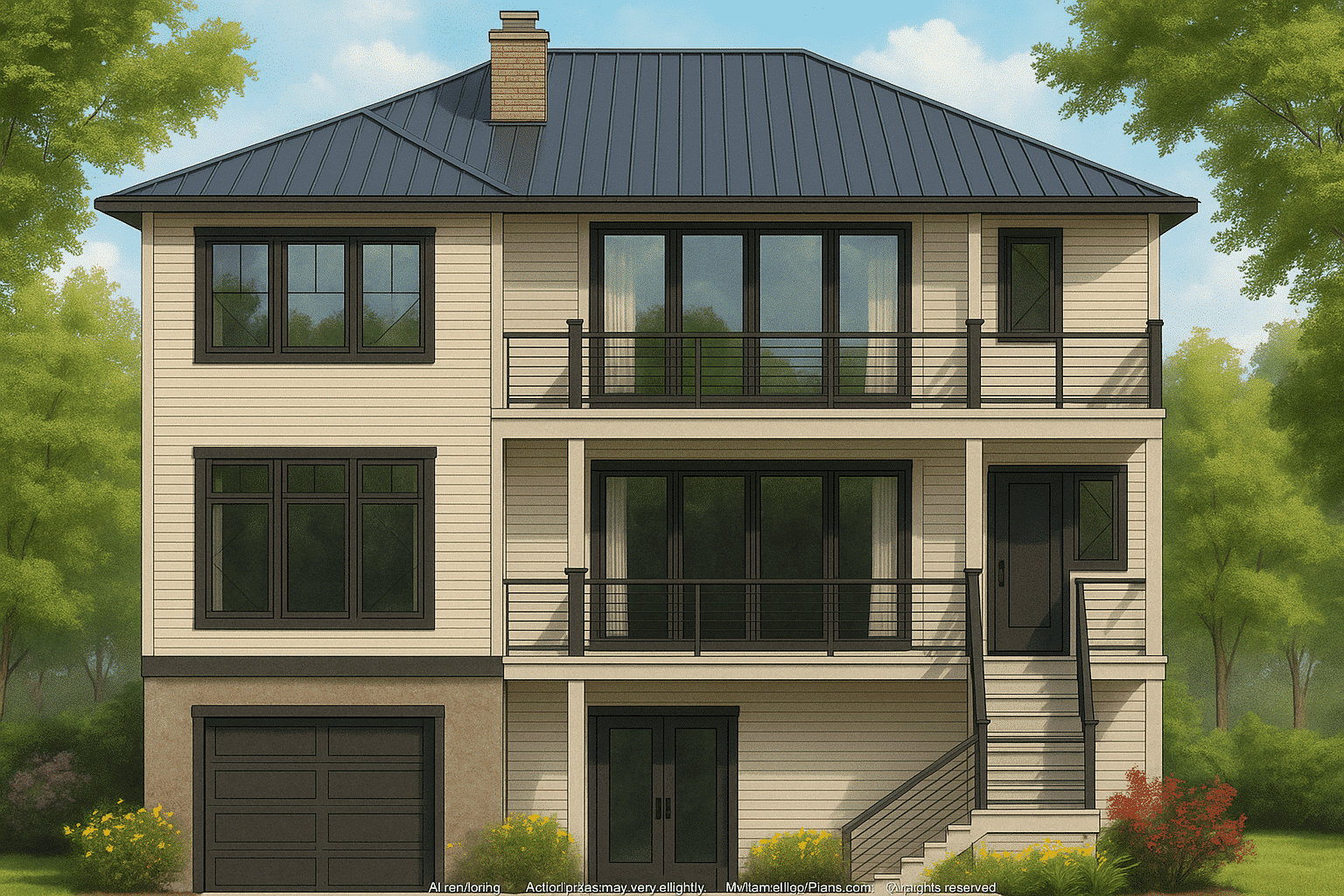 Coastal Home Plan 4-Bedroom, 3-Story Floor Plan Blueprint
