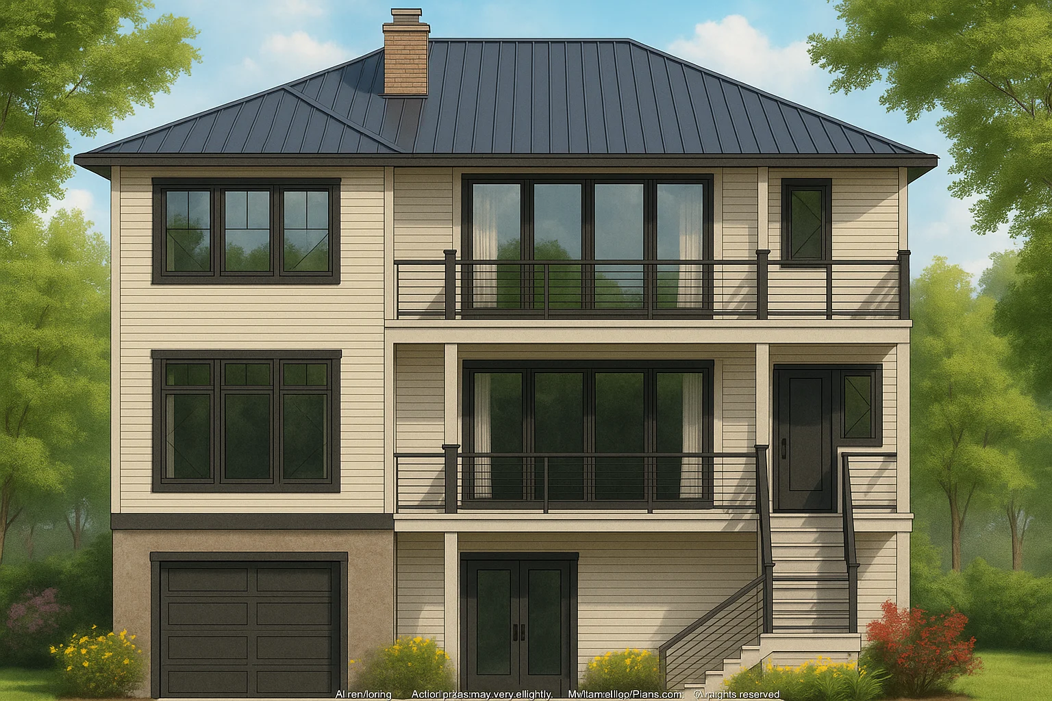 Coastal Home Plan 4-Bedroom, 3-Story Floor Plan Blueprint