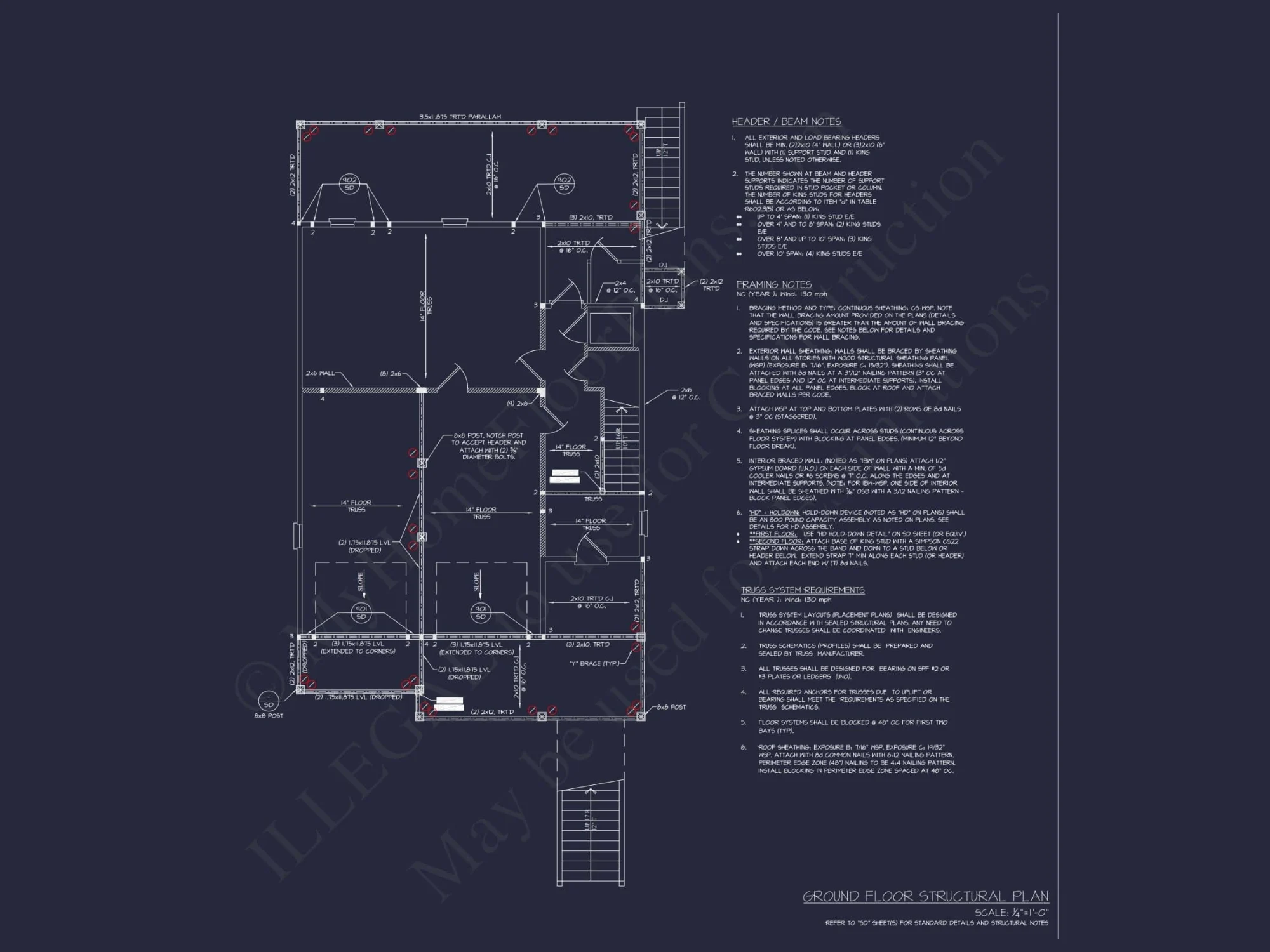 Coastal Home Plan with 4 Bedrooms, 3 Baths & CAD Designs