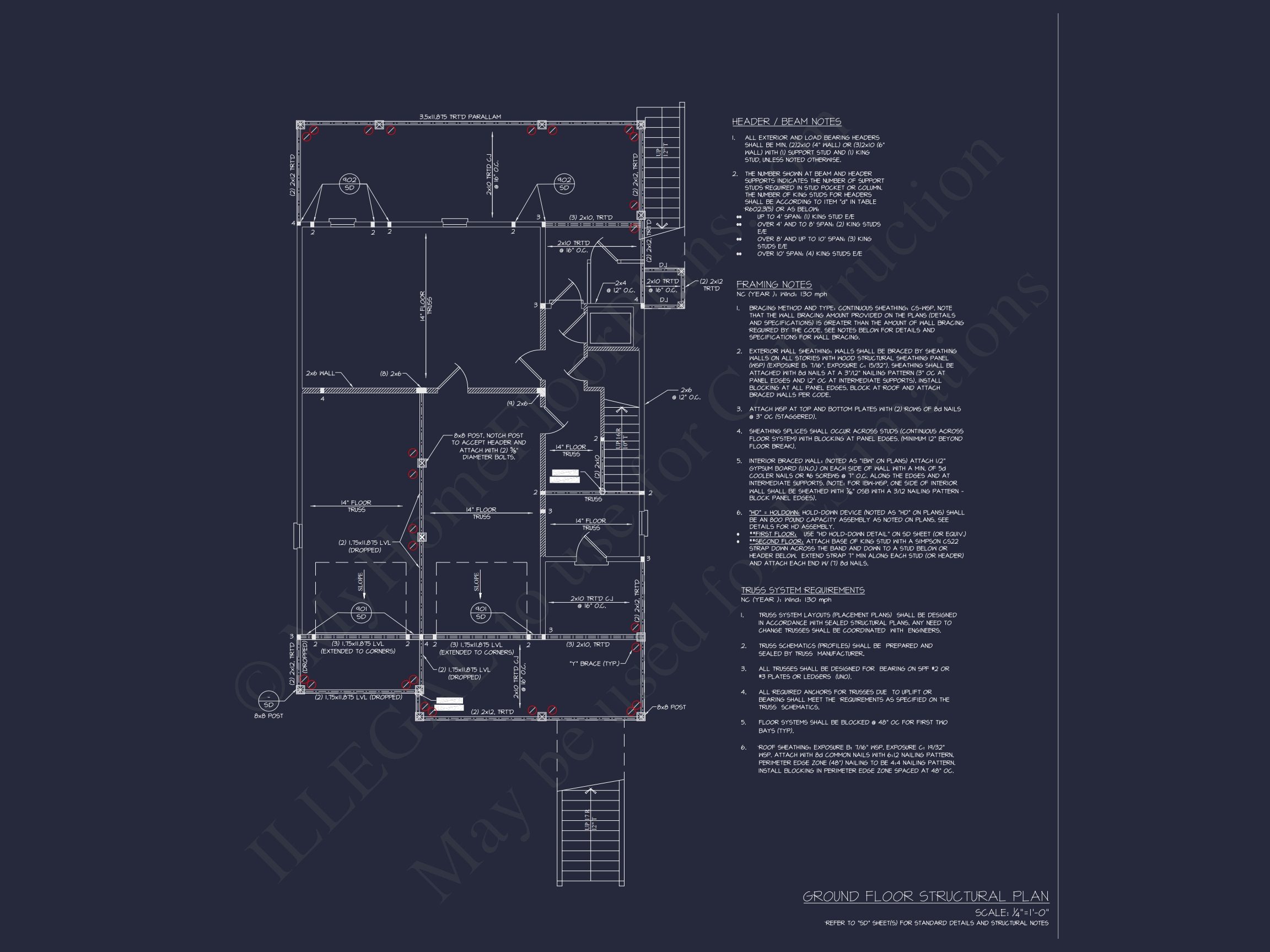 Coastal Home Plan with 4 Bedrooms, 3 Baths & CAD Designs