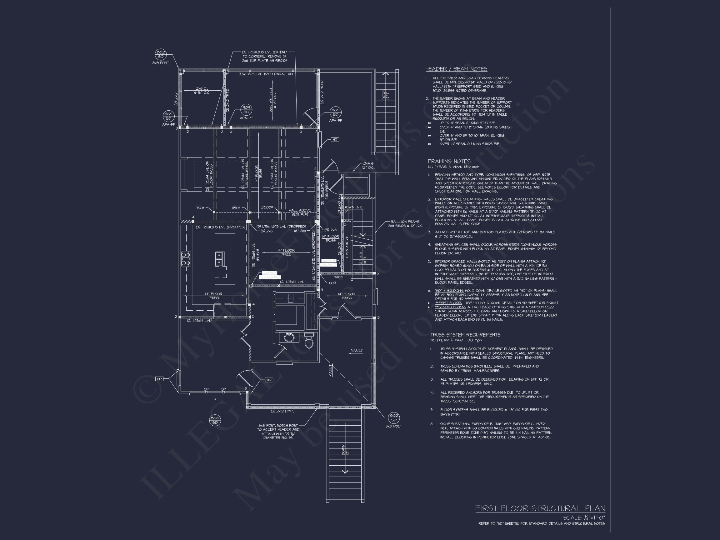 Coastal Home Plan with 4 Bedrooms, 3 Baths & CAD Designs