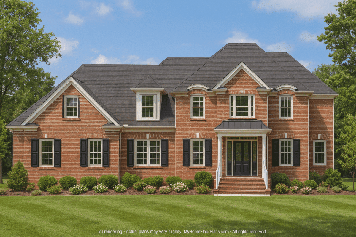 Colonial 4-Bedroom, 3-Bath House Plan with 3-Car Garage & Timeless Appeal