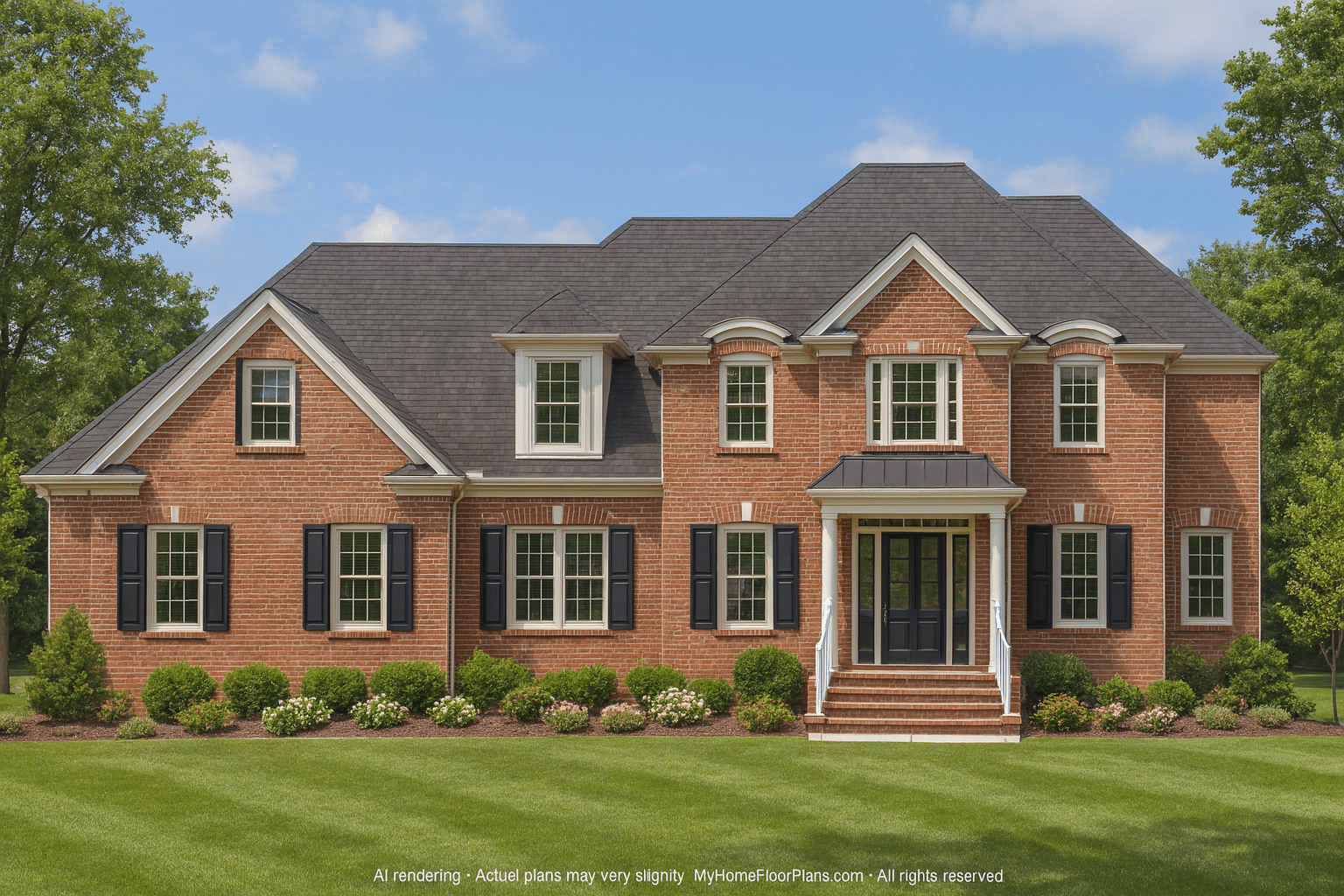 Colonial 4-Bedroom, 3-Bath House Plan with 3-Car Garage & Timeless Appeal