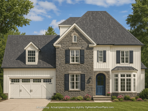 Colonial Farmhouse Home Plan with 2,725 SF CAD Design