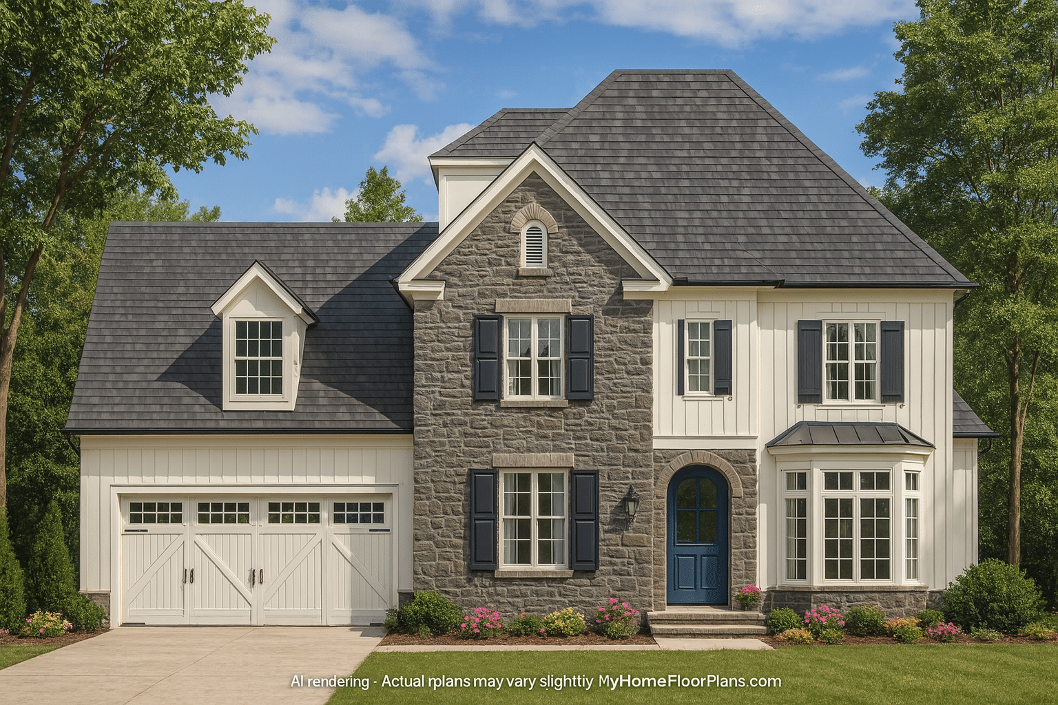 Colonial Farmhouse Home Plan with 2,725 SF CAD Design