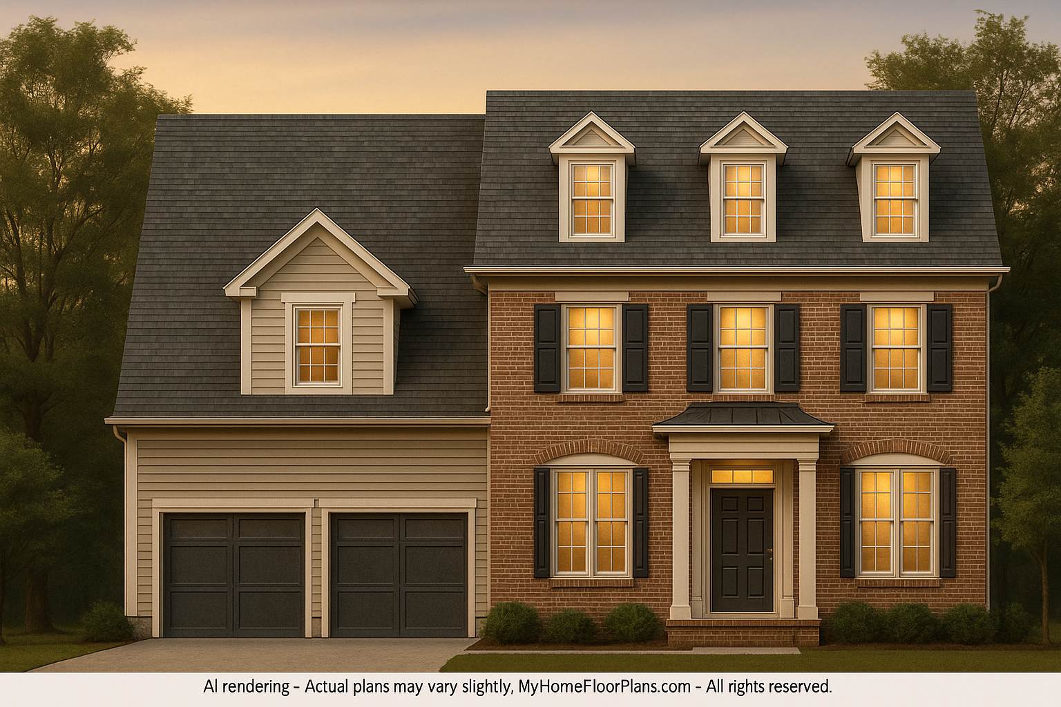 Colonial Revival Home Plan - 4 Bed, 4 Bath, with CAD Designs