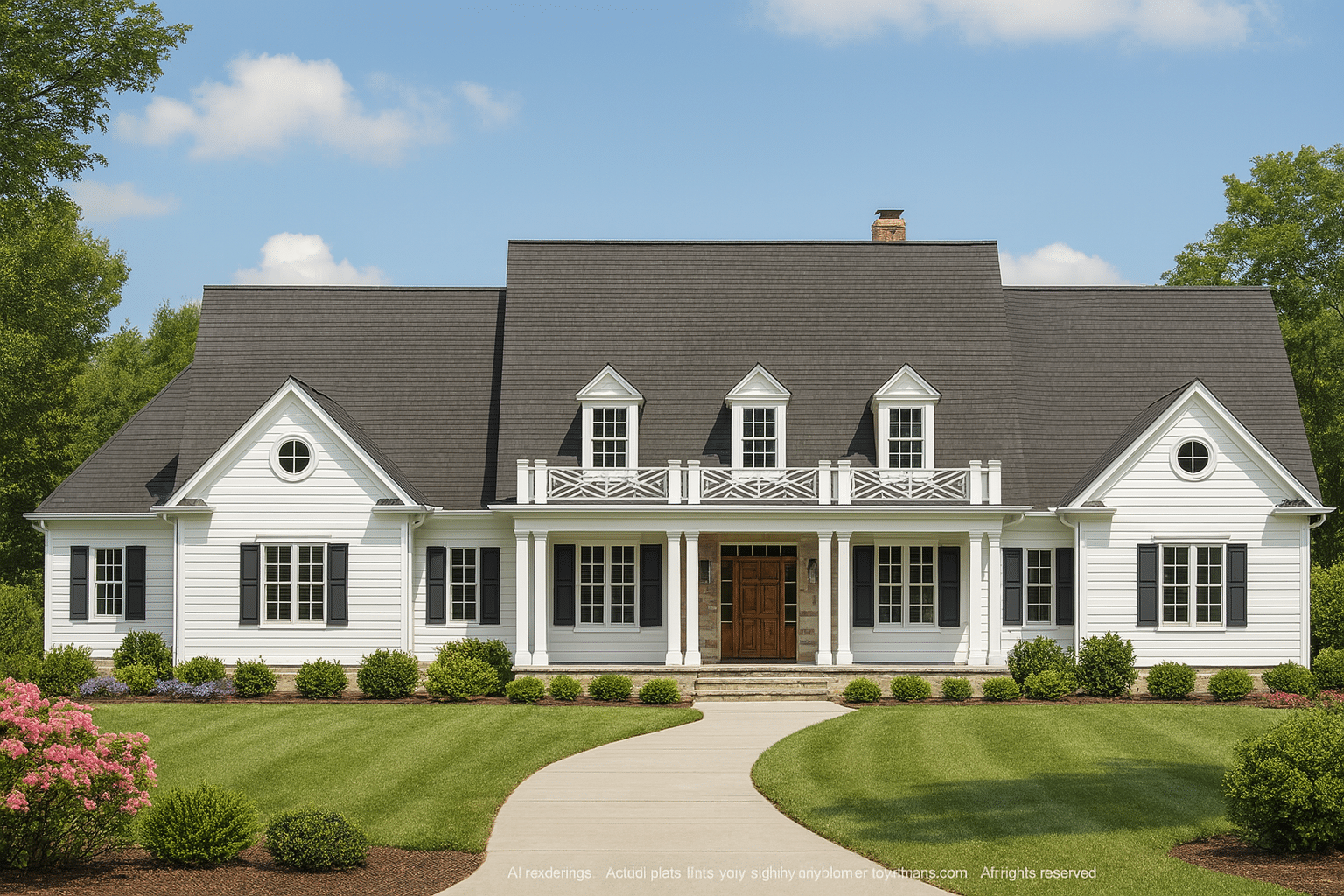 Colonial Revival House Plan with 2 Floors, Elegant Detailing & Bonus Spaces