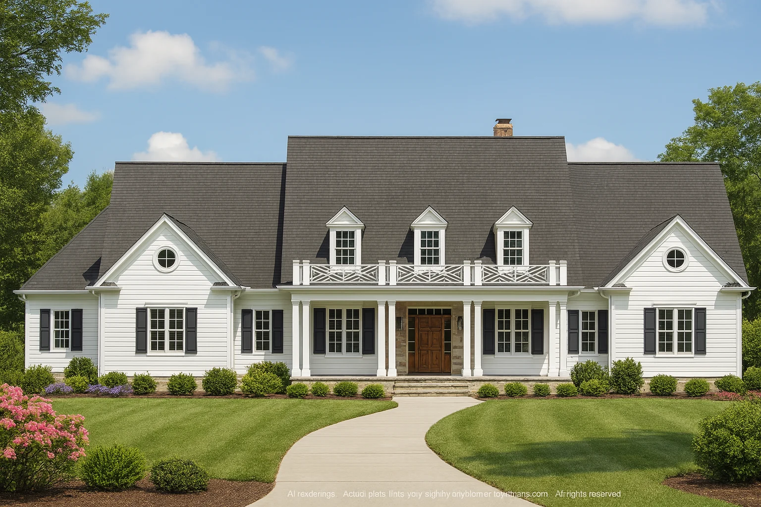 Colonial Revival House Plan with 2 Floors, Elegant Detailing & Bonus Spaces