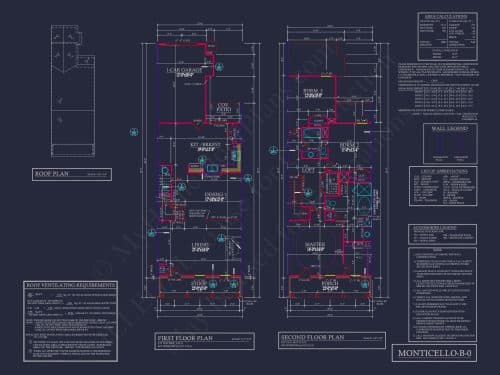 5-Unit Colonial Revival Townhome Plan with Rear Entry Garage and CAD Designs