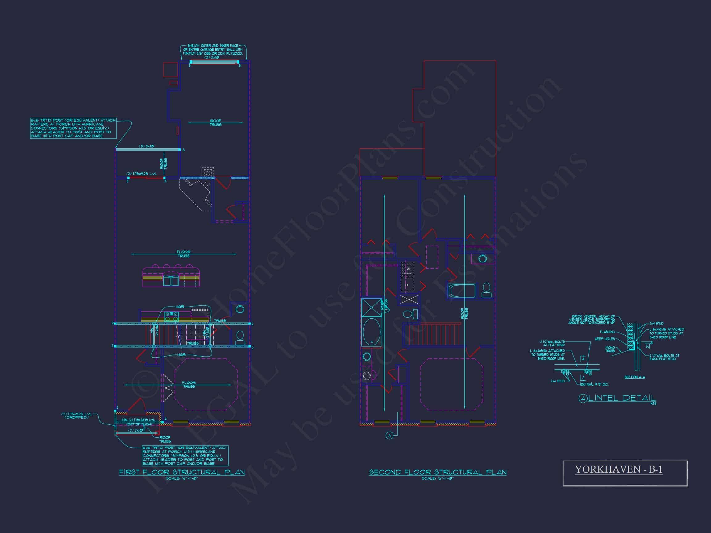 5-Unit Colonial Revival Townhome Plan with Rear Entry Garage and CAD Designs
