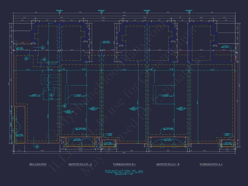5-Unit Colonial Revival Townhome Plan with Rear Entry Garage and CAD Designs