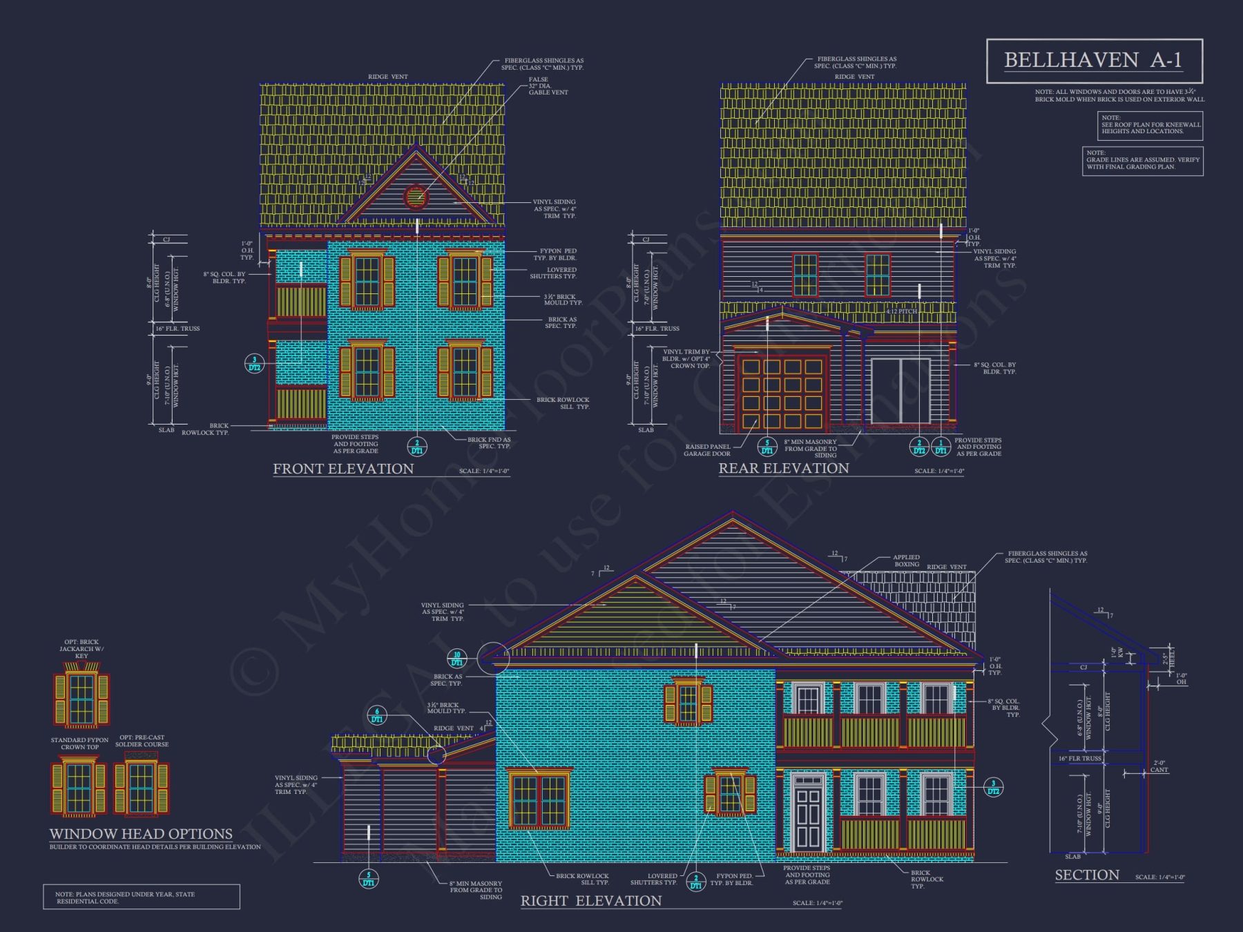 Colonial Revival Townhome Plan with Rear Entry Garage and CAD Designs