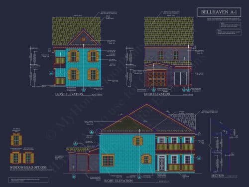 Colonial Revival Townhome Plan with Rear Entry Garage and CAD Designs