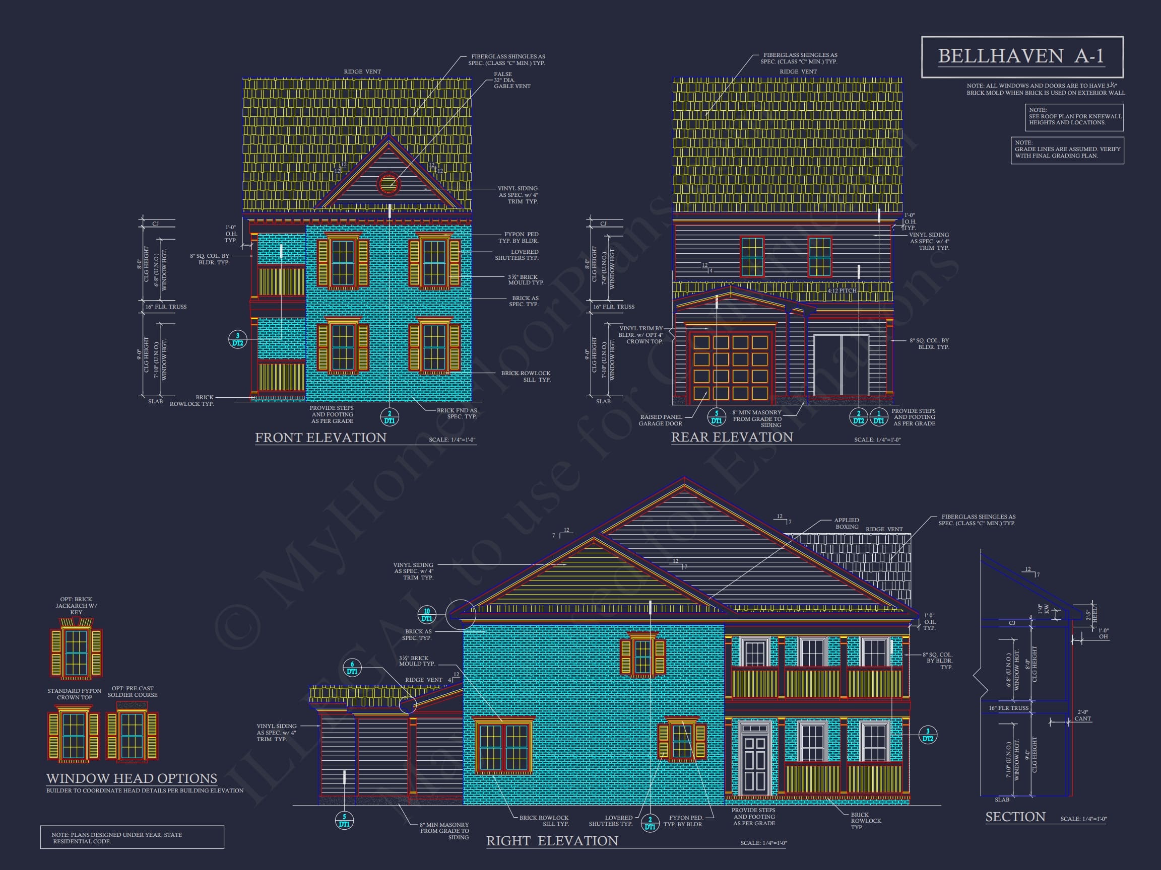 Colonial Revival Townhome Plan with Rear Entry Garage and CAD Designs