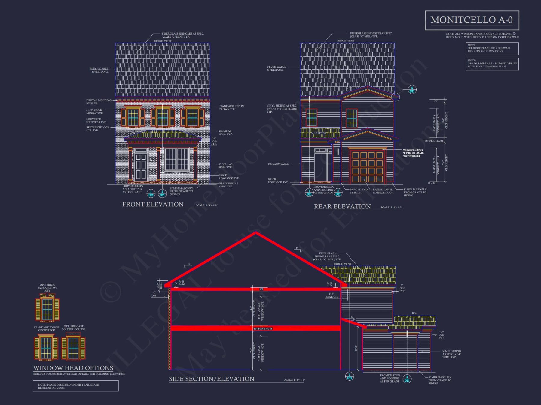 5-Unit Colonial Revival Townhome Plan with Rear Entry Garage and CAD Designs