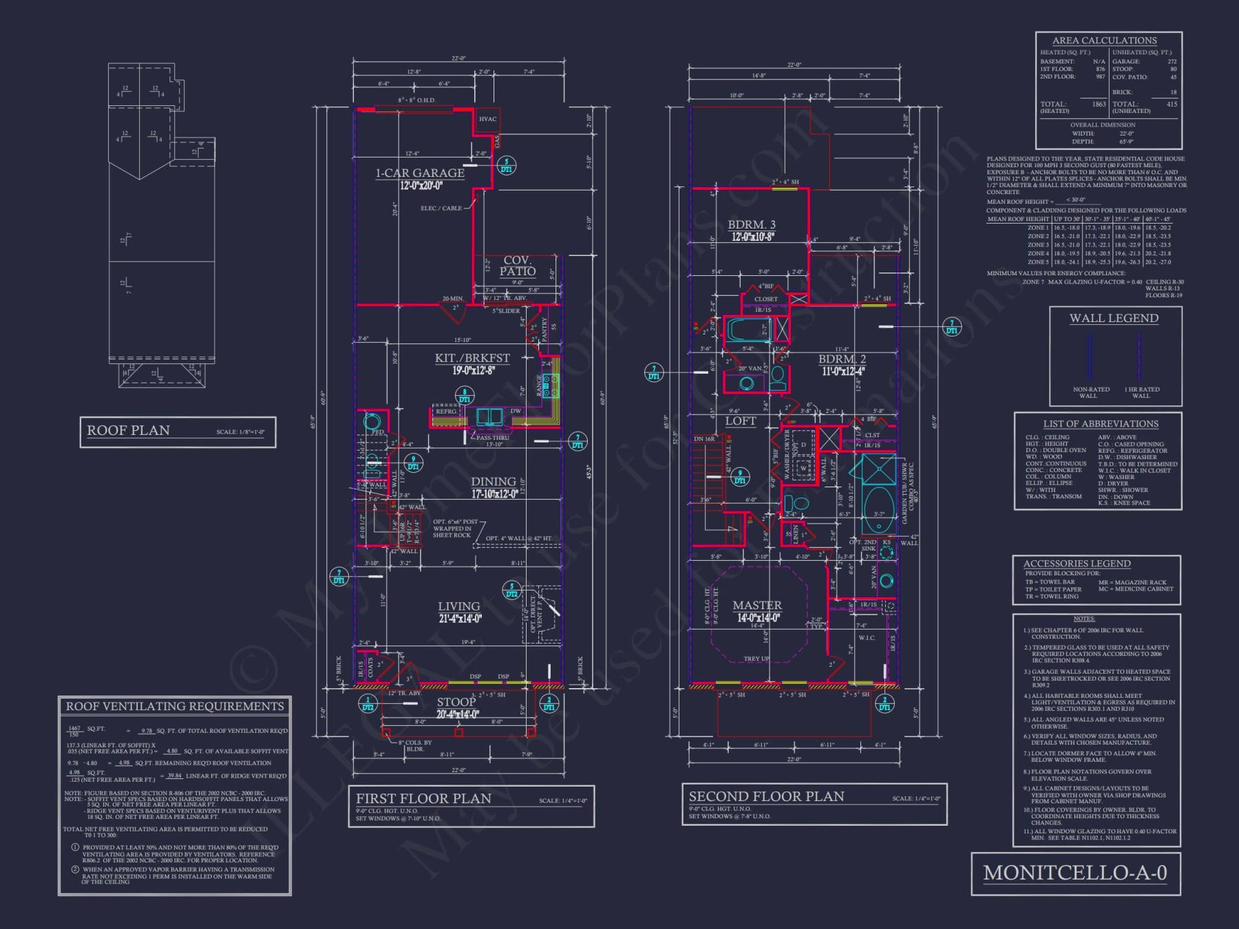 5-Unit Colonial Revival Townhome Plan with Rear Entry Garage and CAD Designs