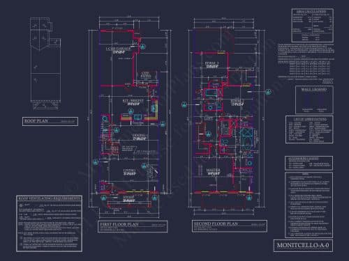 5-Unit Colonial Revival Townhome Plan with Rear Entry Garage and CAD Designs