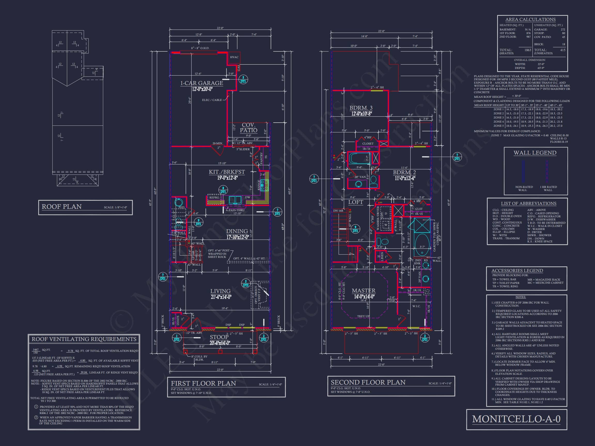 5-Unit Colonial Revival Townhome Plan with Rear Entry Garage and CAD Designs