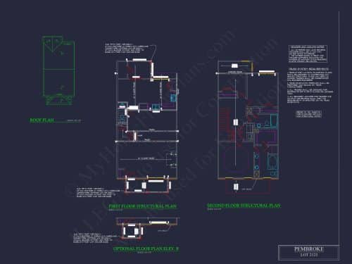 Colonial Townhome Plan with Spacious Layout and CAD Designs
