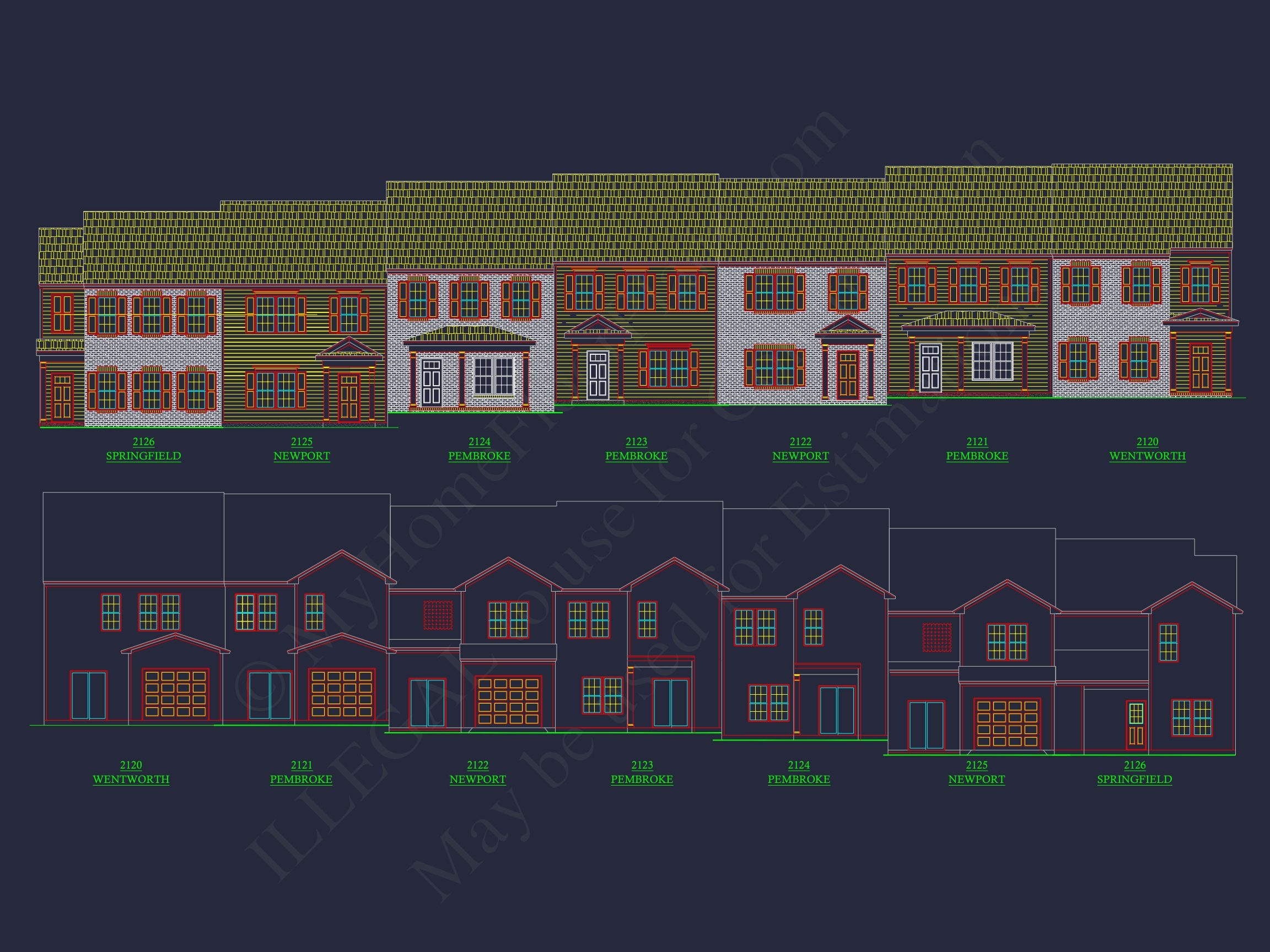 Colonial Townhome Plan with Spacious Layout and CAD Designs