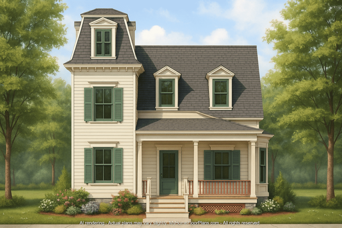 Colonial Two-Story House Plan with Detached Garage and CAD Designs