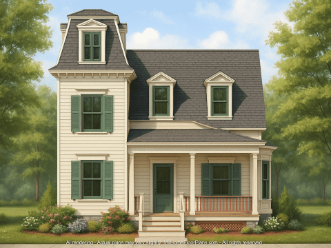 Colonial Two-Story House Plan with Detached Garage and CAD Designs