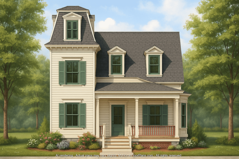 Colonial Two-Story House Plan with Detached Garage and CAD Designs