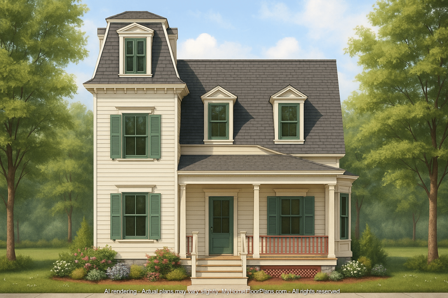 Colonial Two-Story House Plan with Detached Garage and CAD Designs