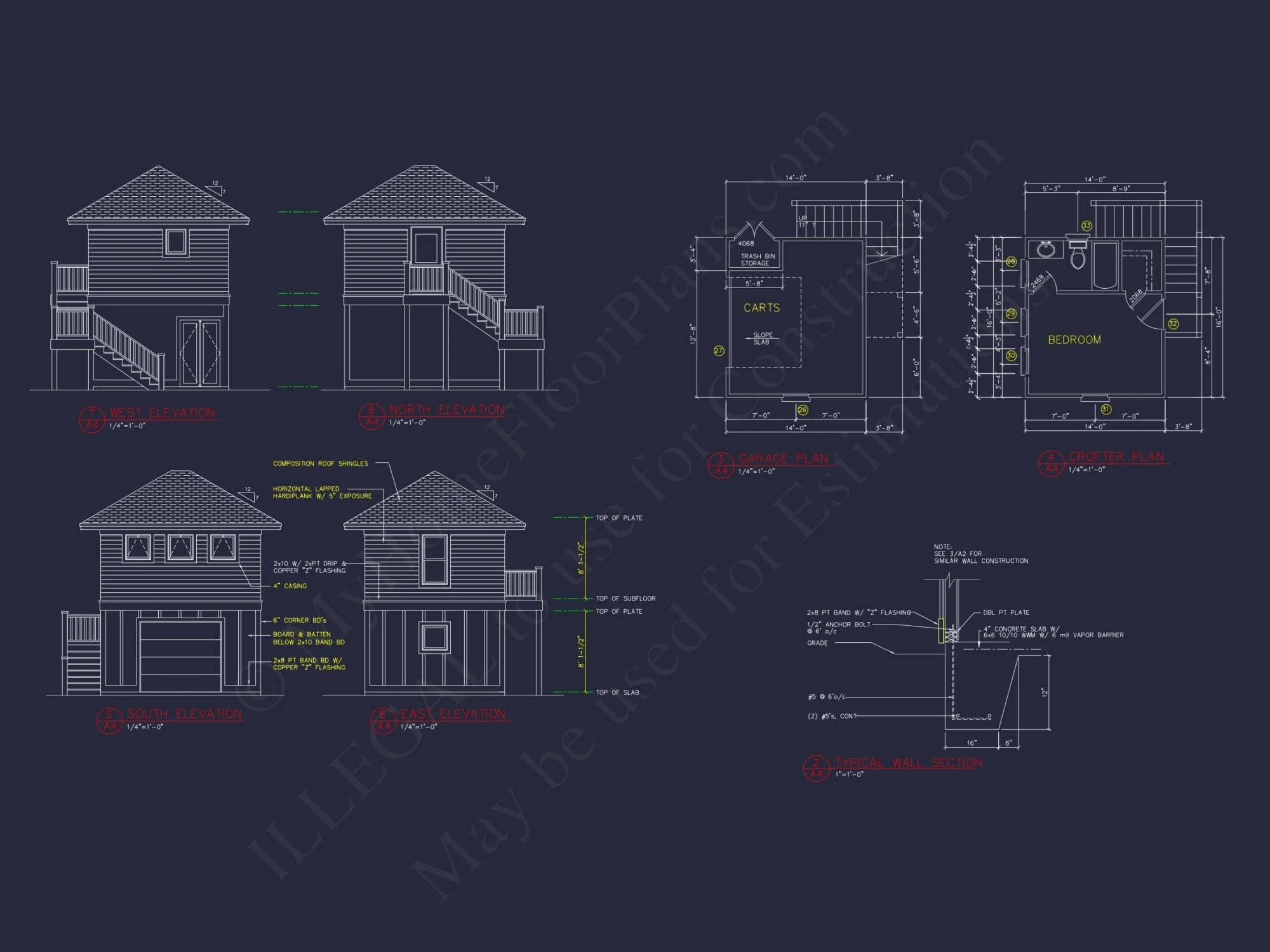 Compact 2-Story Golf Cart Garage Home Floor Plan Design