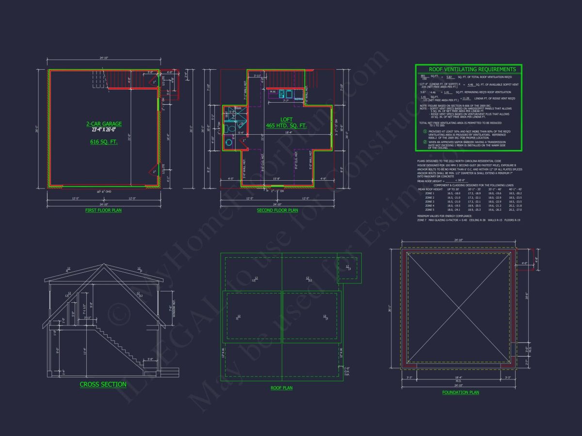 Compact Home Design with Garage & Loft Living Space Blueprint