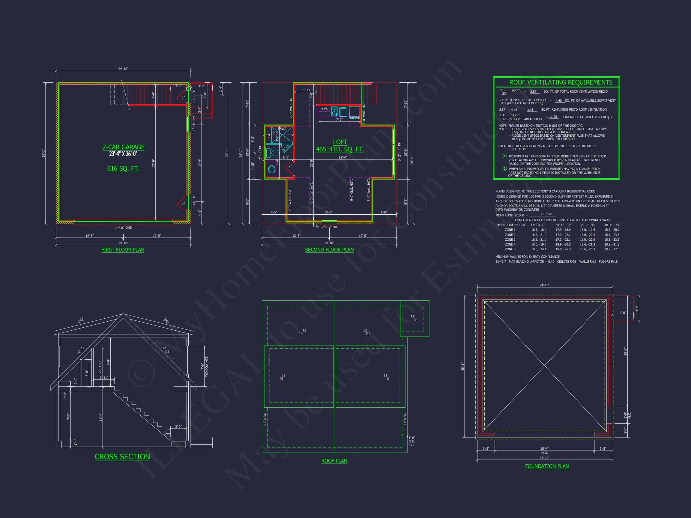 Compact Home Design with Garage & Loft Living Space Blueprint