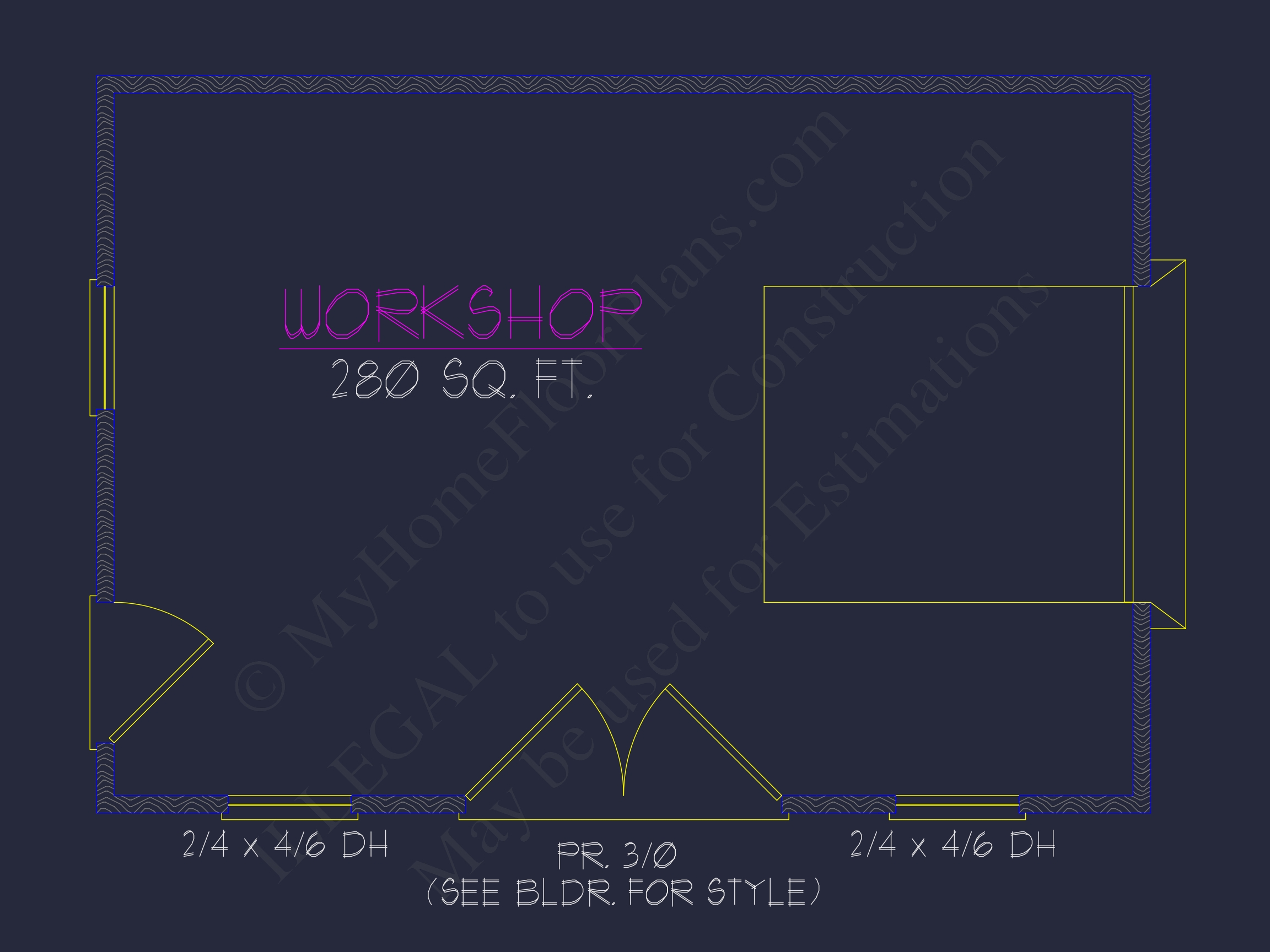 Compact Workshop Floor Plan – Barn-Style Blueprint with 280 Sq. Ft.