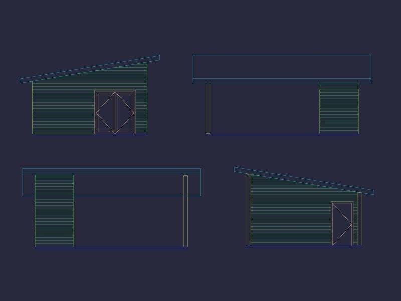 Contemporary Carport 18' x 24' House Plan with Office