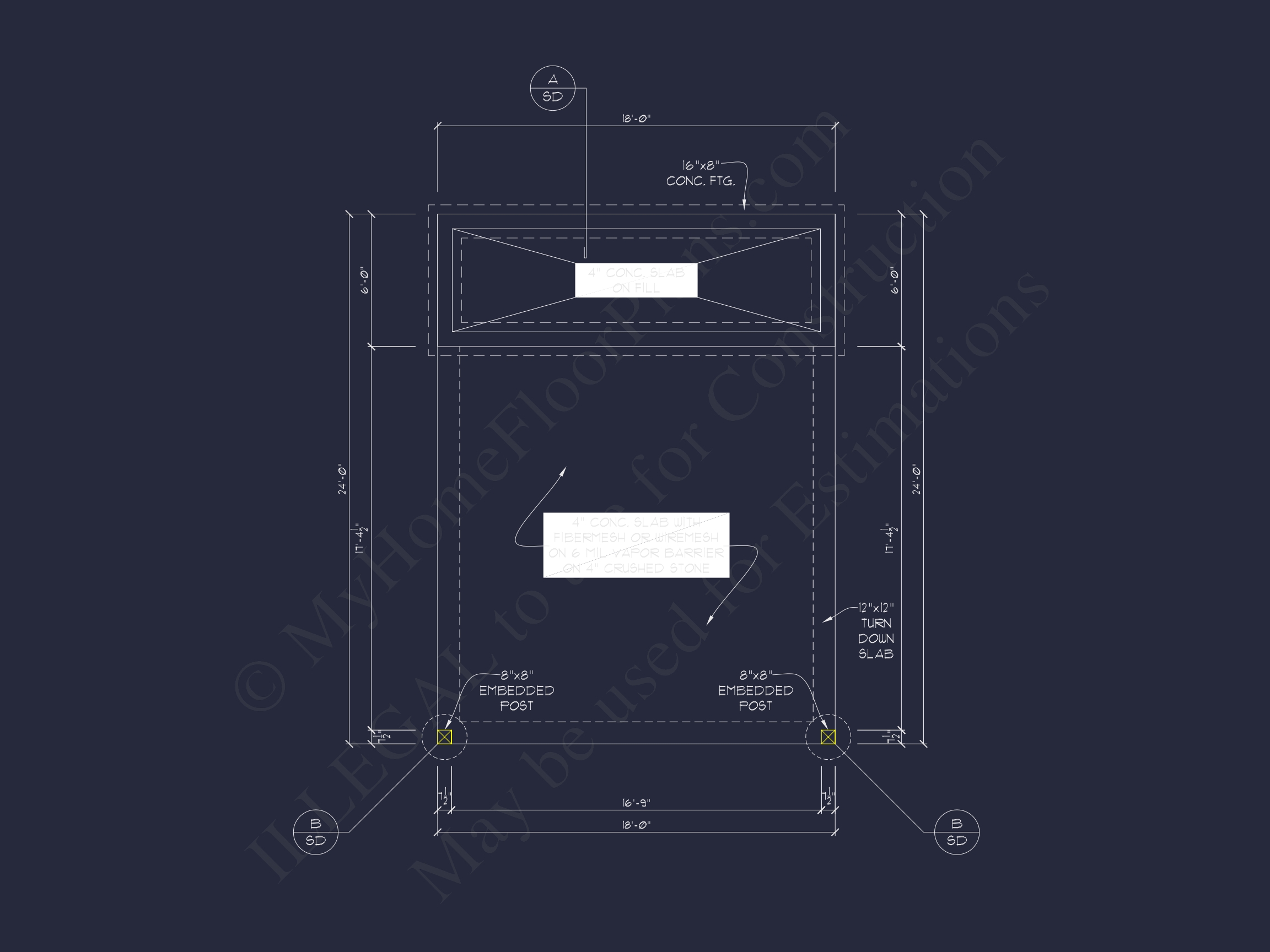 Contemporary Carport 18' x 24' House Plan with Office