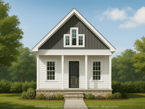 Cozy 1-Bedroom House Plan with Vaulted Ceilings & Open Layout