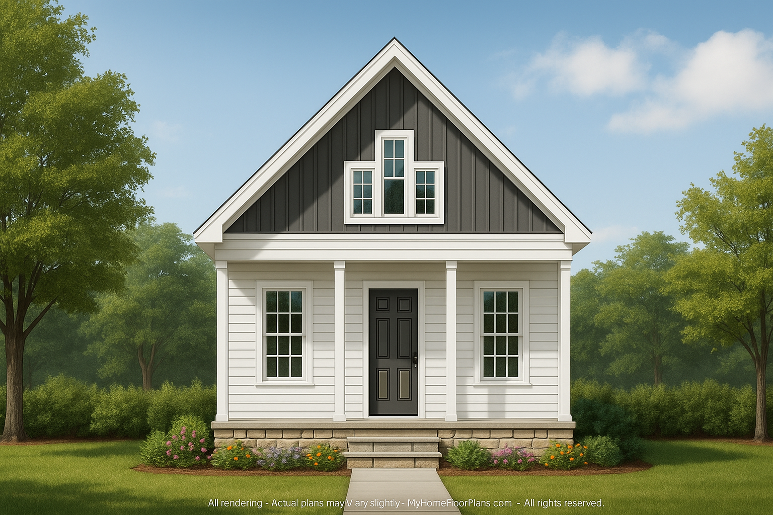 Cozy 1-Bedroom House Plan with Vaulted Ceilings & Open Layout
