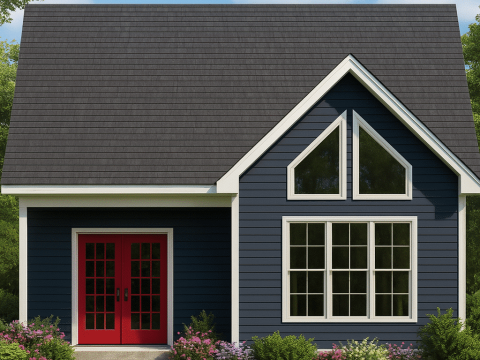 Cozy 2-Story Cabin Floor Plan with Vaulted Ceilings & Wraparound Porch