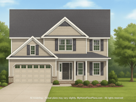 Craftsman Home Design with 4 Beds, 2.5 Baths & Open Floor Plan