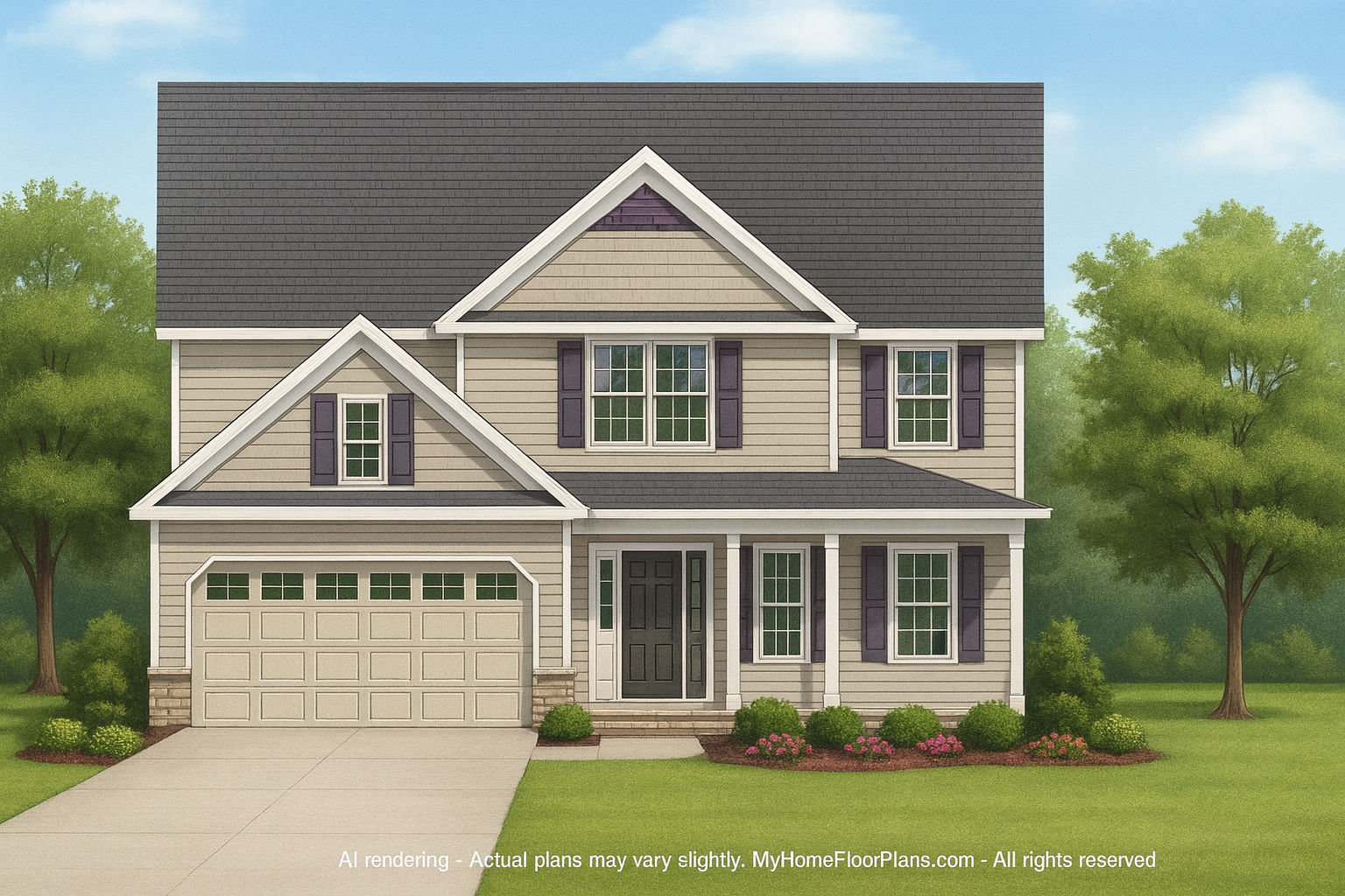 Craftsman Home Design with 4 Beds, 2.5 Baths & Open Floor Plan