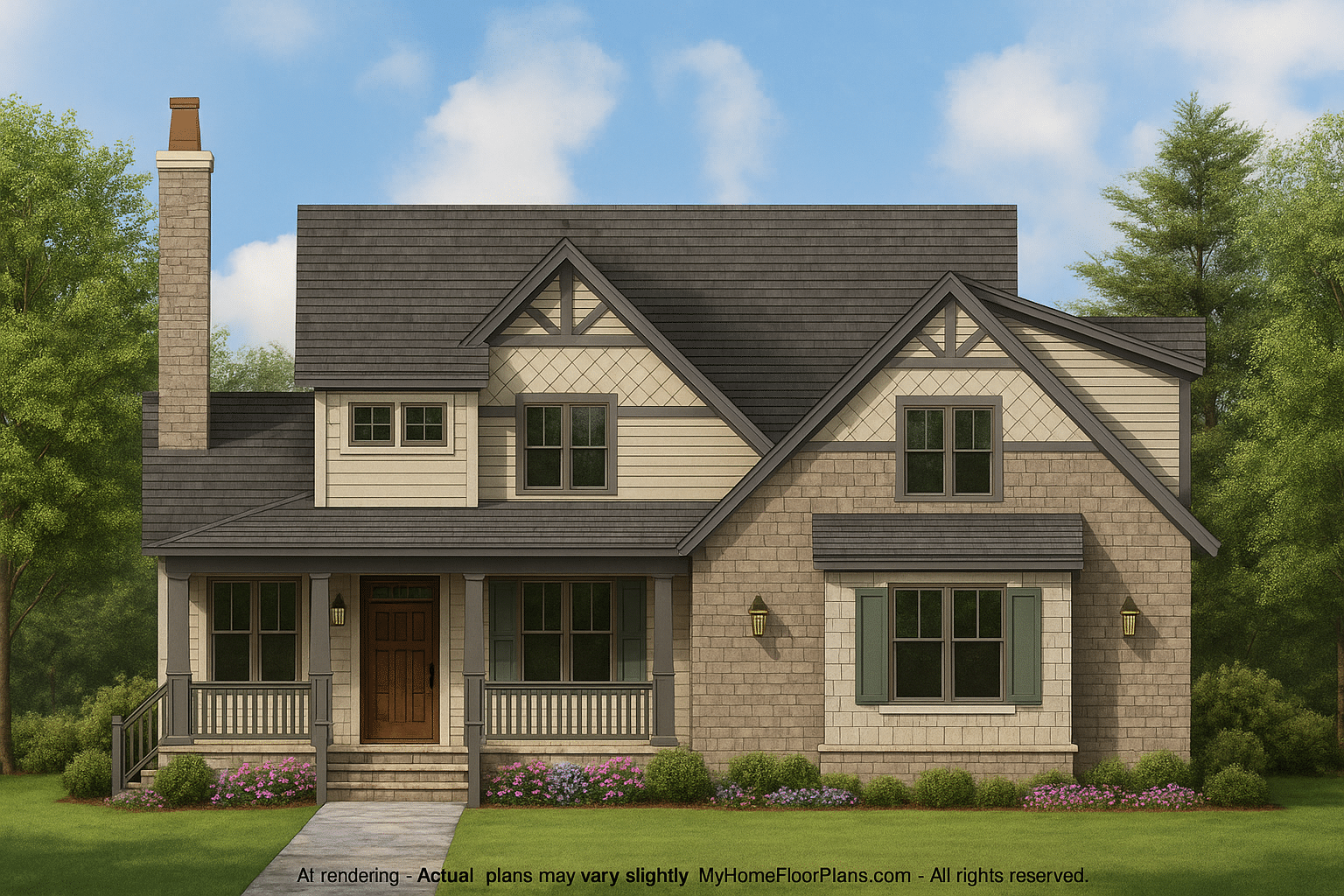 Craftsman Home Design with Bonus Room and CAD Blueprint