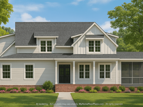 Craftsman Home Floor Plan 2-Story Blueprint with 3 Beds